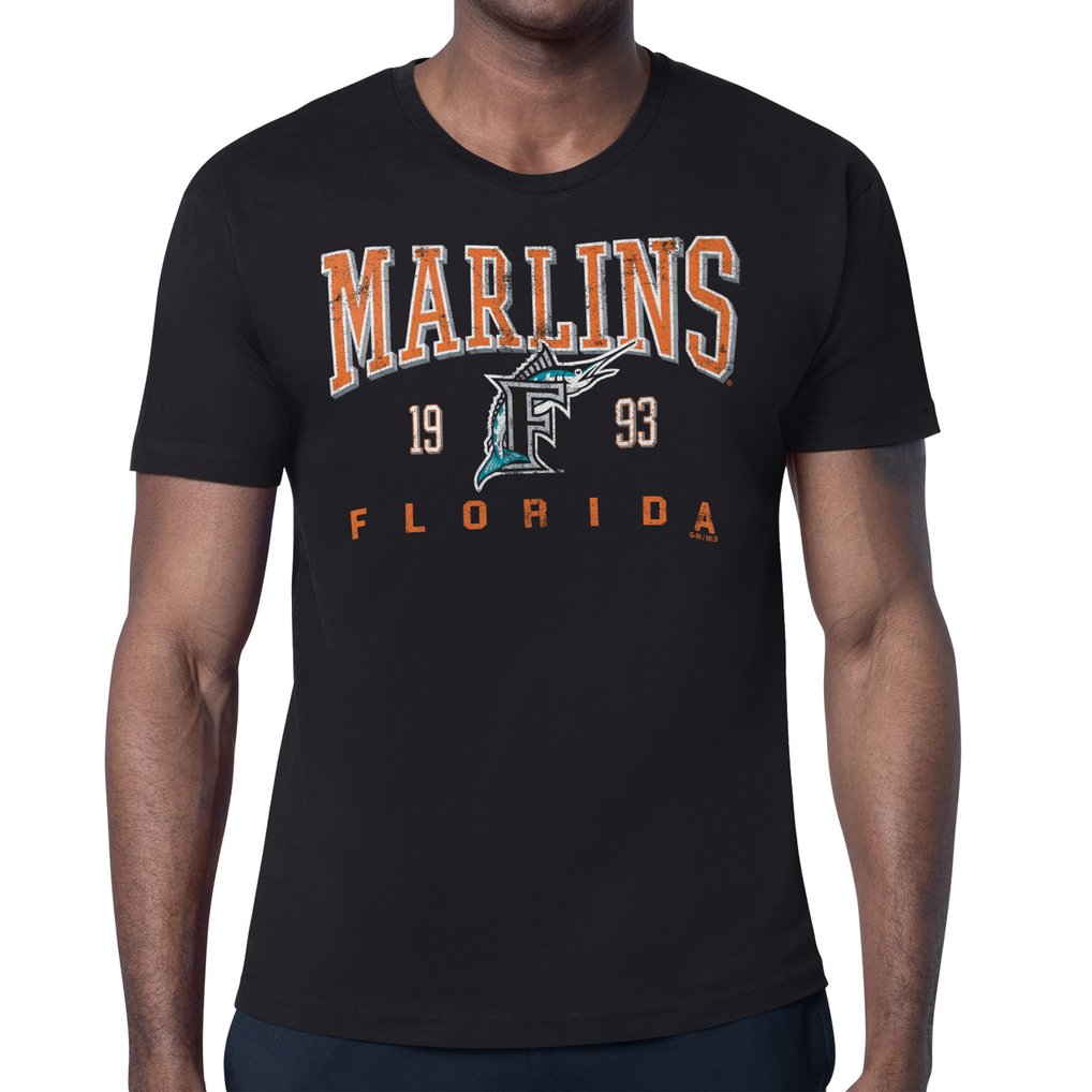  Florida Marlins Starter Cooperstown Collection Distressed Logo T-Shirt - Black